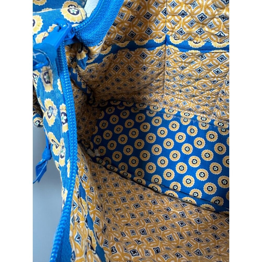 Vera Bradley Floral Shoulder Bag Yellow‎ Blue Zip Pockets Adjustable - Picture 4 of 16